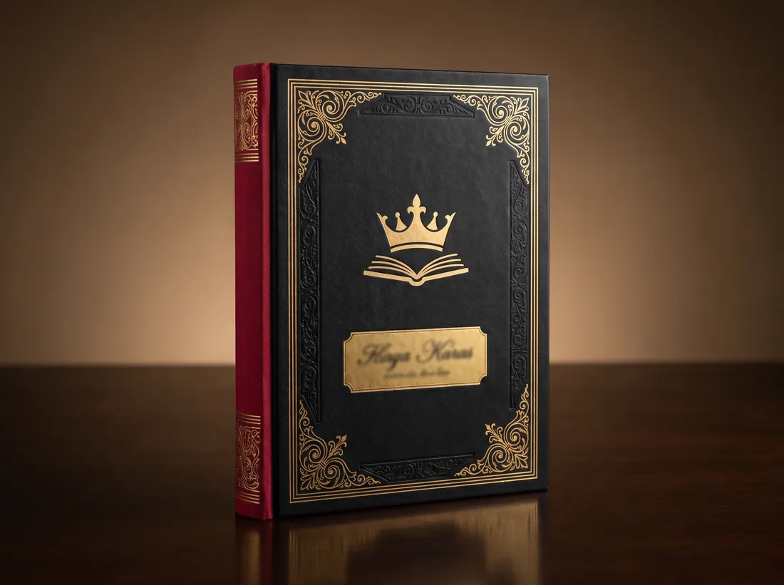 Royal onyx-and-gold Kingdom Minded Academy workbook cover mockup
